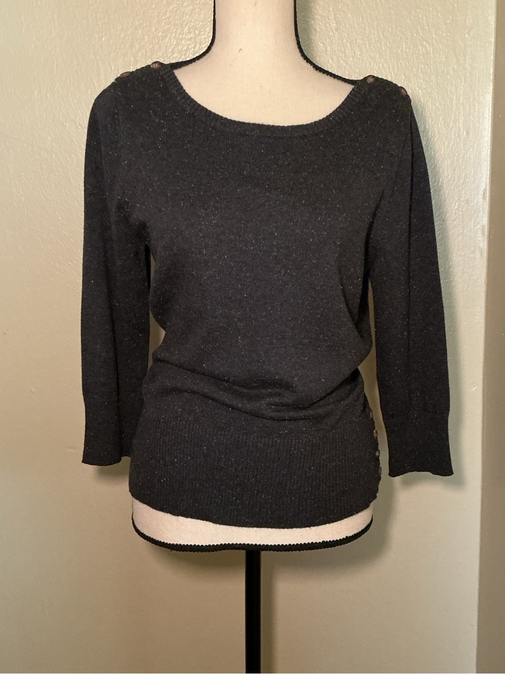 Architect Dark Gray Crewneck Sweater with Shoulder Buttons